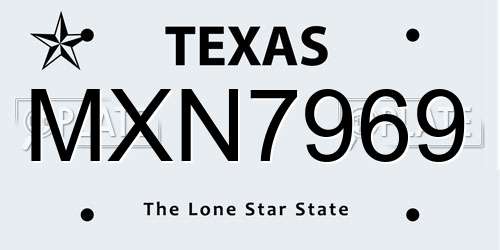 MXN7969 Texas License Plate