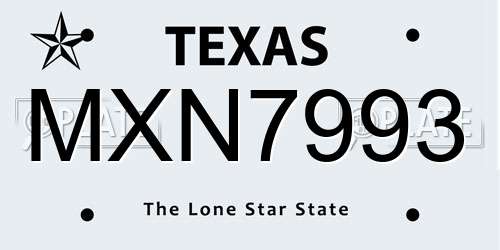 MXN7993 Texas License Plate