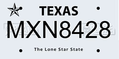 MXN8428 Texas License Plate