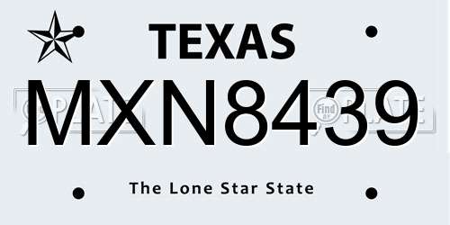 MXN8439 Texas License Plate