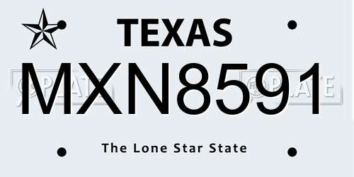 MXN8591 Texas License Plate
