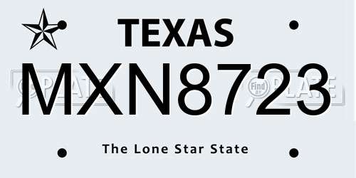 MXN8723 Texas License Plate