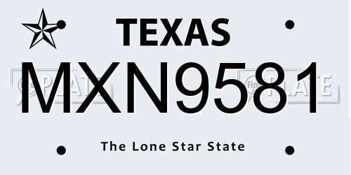 MXN9581 Texas License Plate