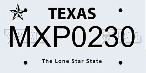 MXP0230 Texas License Plate