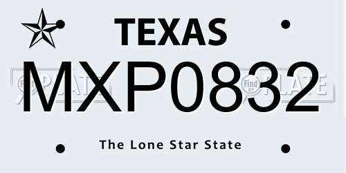 MXP0832 Texas License Plate