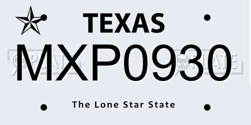 MXP0930 Texas License Plate