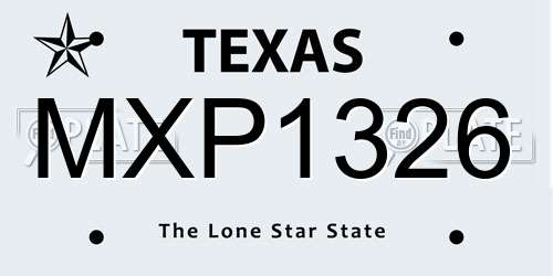 MXP1326 Texas License Plate