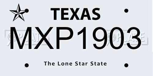 MXP1903 Texas License Plate