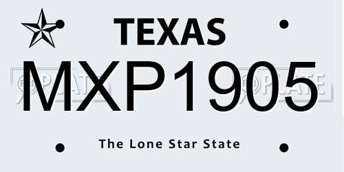 MXP1905 Texas License Plate