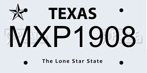 MXP1908 Texas License Plate
