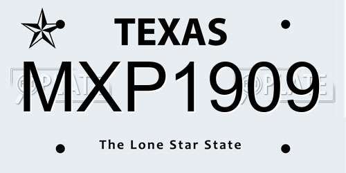 MXP1909 Texas License Plate