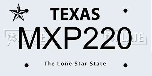 MXP220 Texas License Plate
