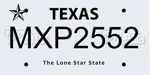 MXP2552 Texas License Plate