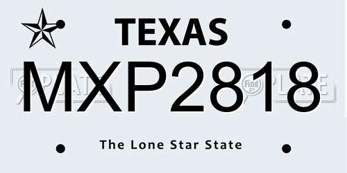 MXP2818 Texas License Plate