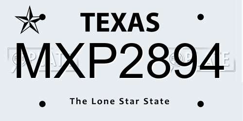 MXP2894 Texas License Plate
