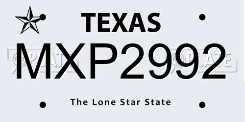MXP2992 Texas License Plate