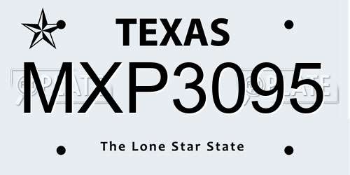 MXP3095 Texas License Plate