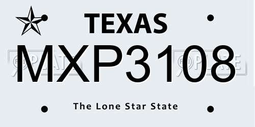 MXP3108 Texas License Plate