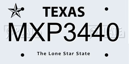 MXP3440 Texas License Plate