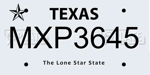 MXP3645 Texas License Plate