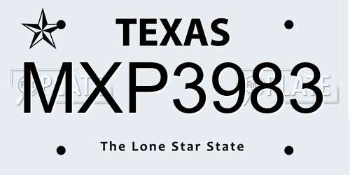MXP3983 Texas License Plate
