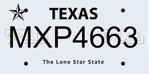 MXP4663 Texas License Plate