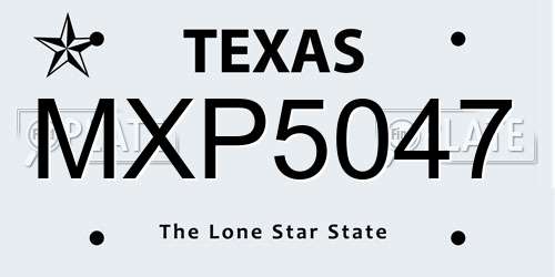 MXP5047 Texas License Plate