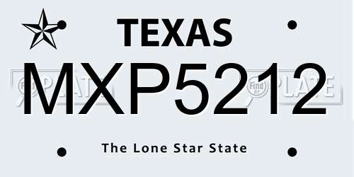 MXP5212 Texas License Plate