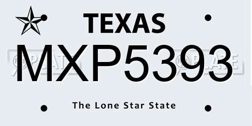 MXP5393 Texas License Plate