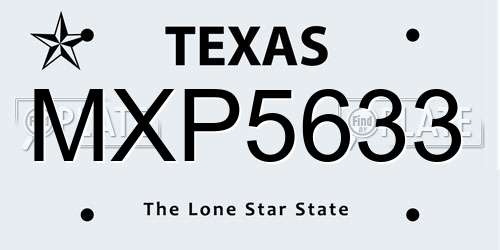 MXP5633 Texas License Plate