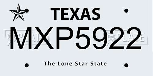 MXP5922 Texas License Plate