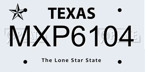MXP6104 Texas License Plate