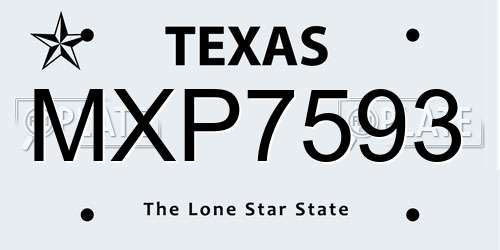 MXP7593 Texas License Plate