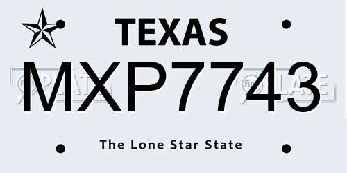 MXP7743 Texas License Plate