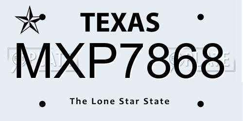 MXP7868 Texas License Plate