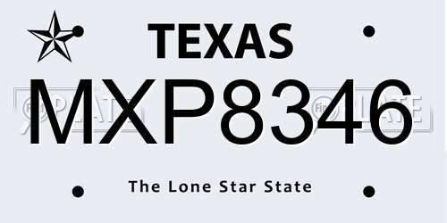 MXP8346 Texas License Plate