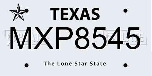 MXP8545 Texas License Plate