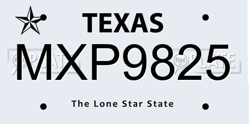 MXP9825 Texas License Plate