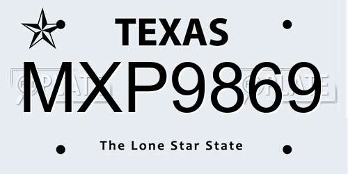 MXP9869 Texas License Plate
