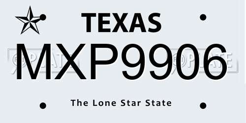 MXP9906 Texas License Plate
