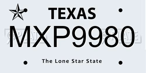 MXP9980 Texas License Plate