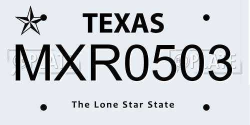 MXR0503 Texas License Plate
