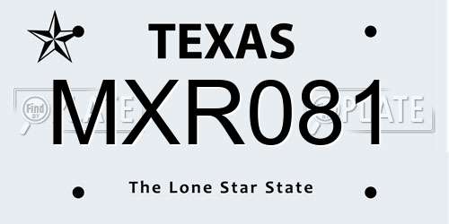 MXR081 Texas License Plate