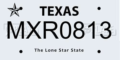 MXR0813 Texas License Plate
