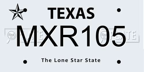 MXR105 Texas License Plate
