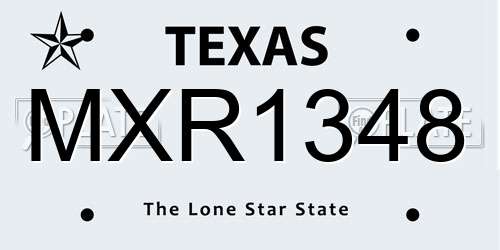 MXR1348 Texas License Plate