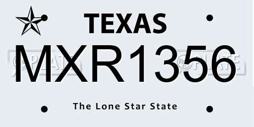 MXR1356 Texas License Plate