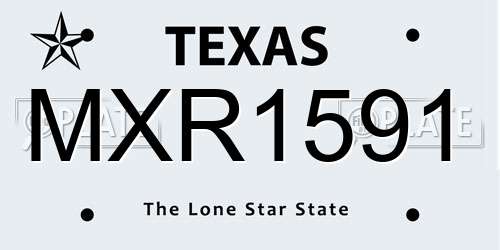 MXR1591 Texas License Plate