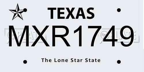 MXR1749 Texas License Plate