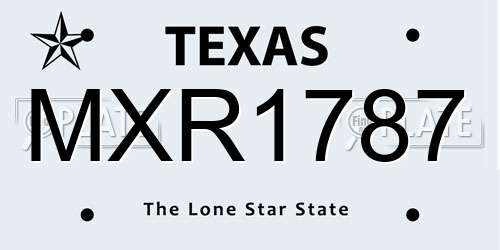 MXR1787 Texas License Plate